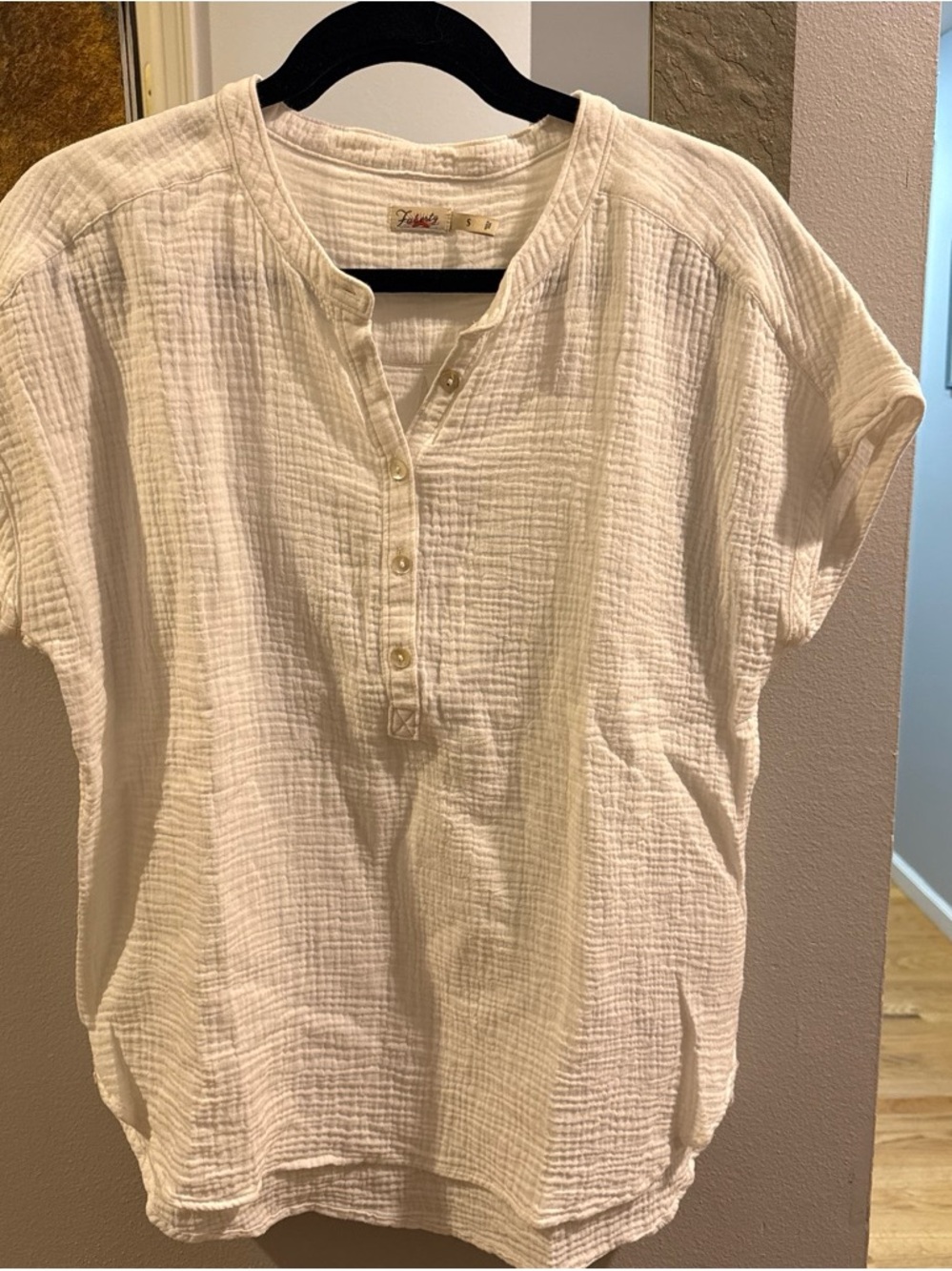 Faherty Gauze Short-Sleeve Popover – Size Small